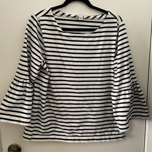 J Crew XL long sleeve striped shirt bell sleeves nautical